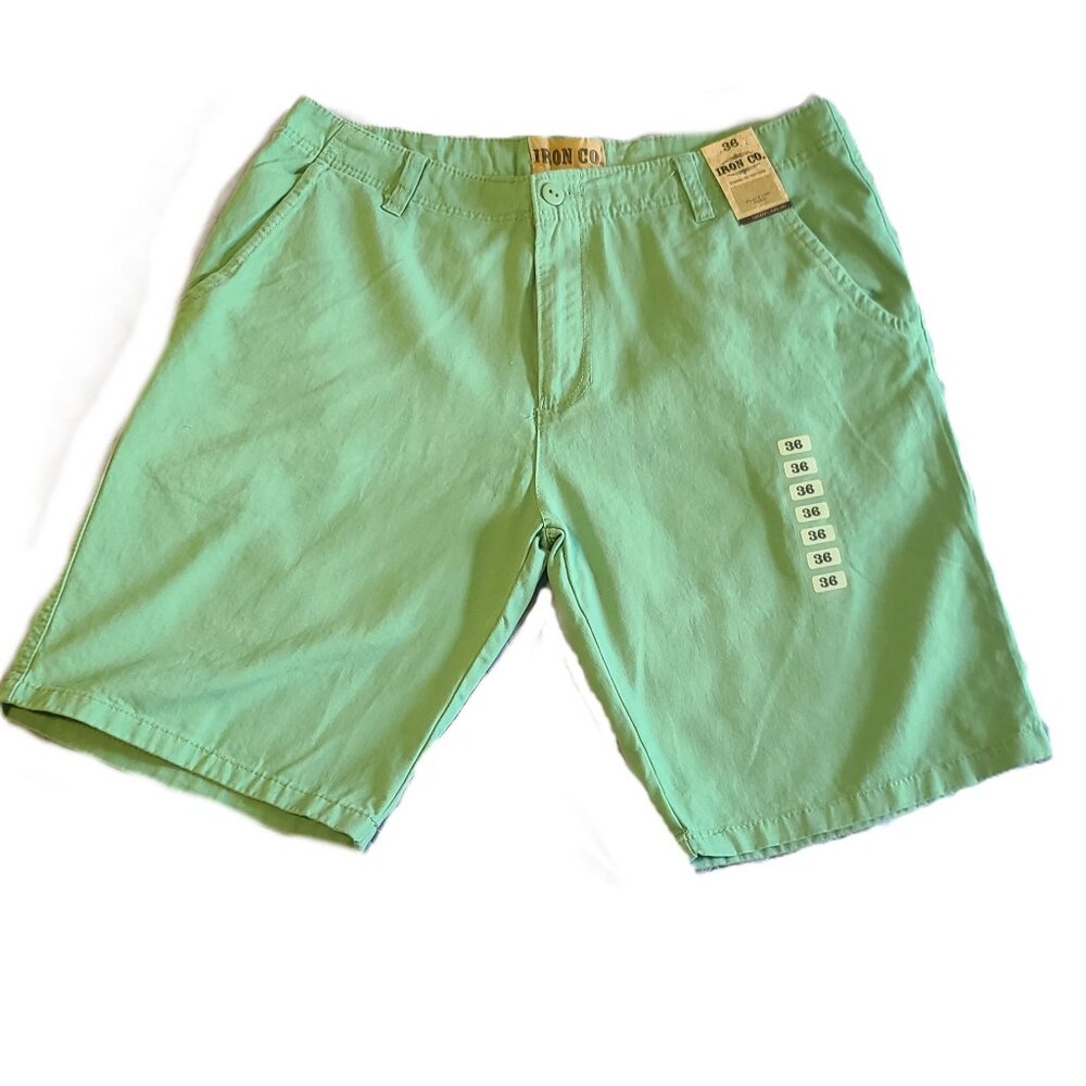 NWT IRON CO Men's Light Green 100% Cotton Shorts Size 36